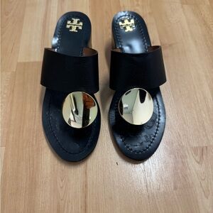Tory Burch Black and Gold Women's Sandals